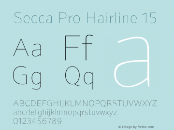 Secca Pro Hairline 15 1.000 Font Sample