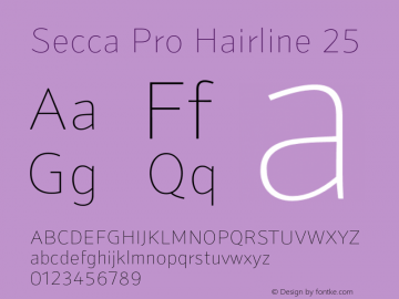 Secca Pro Hairline 25 1.000 Font Sample
