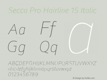 Secca Pro Hairline 15 Italic 1.000 Font Sample