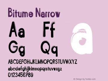 Bitume Narrow Fontographer 4.7 27/01/12 FG4M­0000002045 Font Sample