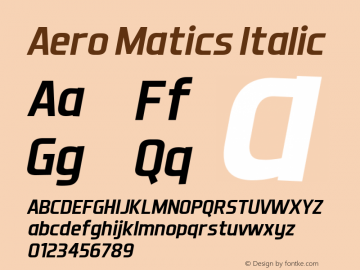 Aero Matics Italic v1.3 - 2/3/2012 Font Sample
