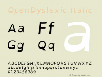 OpenDyslexic Italic Version 1.500;PS 001.500;hotconv 1.0.70;makeotf.lib2.5.58329图片样张