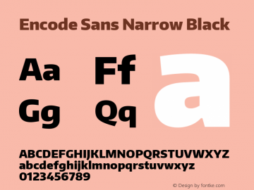 Encode Sans Narrow Black Version 1.000; ttfautohint (v1.00) -l 8 -r 50 -G 200 -x 14 -D latn -f none -w G Font Sample