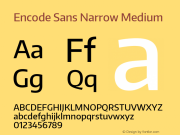 Encode Sans Narrow Medium Version 1.000; ttfautohint (v1.00) -l 8 -r 50 -G 200 -x 14 -D latn -f none -w G图片样张