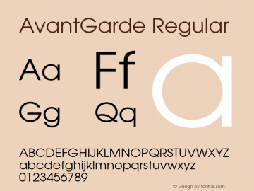 AvantGarde Regular OTF 1.0;PS 003.000;Core 1.0.22 Font Sample