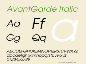 AvantGarde Italic OTF 1.0;PS 003.000;Core 1.0.22图片样张