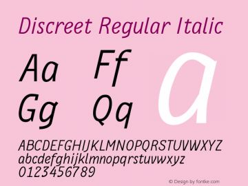 Discreet Regular Italic Discreet 1.0图片样张
