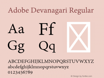 Adobe Devanagari Regular Version 1.105 Font Sample