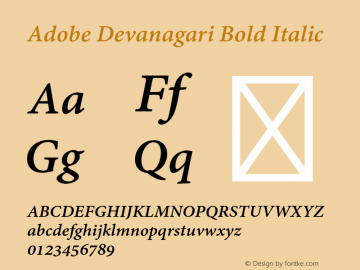 Adobe Devanagari Bold Italic Version 1.105图片样张
