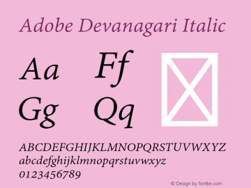 Adobe Devanagari Italic Version 1.105图片样张