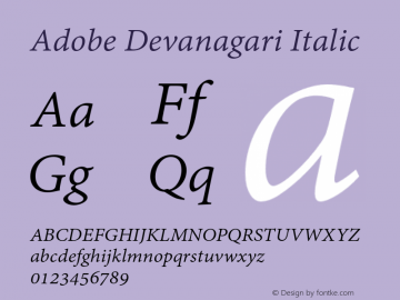 Adobe Devanagari Italic Version 2.001;PS 2.000;hotconv 1.0.70;makeotf.lib2.5.5900图片样张