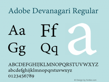 Adobe Devanagari Regular Version 2.001;PS 2.000;hotconv 1.0.70;makeotf.lib2.5.5900图片样张