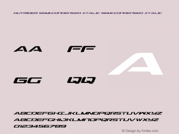 Outrider Semi-Condensed Italic Semi-Condensed Italic 001.000 Font Sample