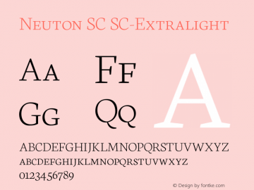 Neuton SC SC-Extralight Version 1.4 Font Sample