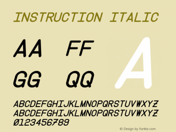 Instruction Italic Version 1.10 February 12, 2015 Font Sample
