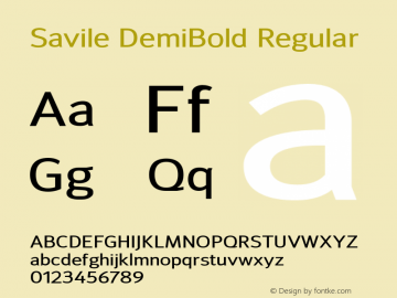 Savile DemiBold Regular Version 1.001;PS 001.001;hotconv 1.0.56;makeotf.lib2.0.21325 Font Sample