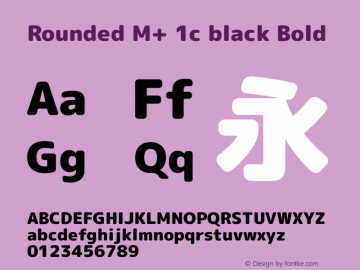 Rounded M+ 1c black Bold Version 1.046.20120229 Font Sample