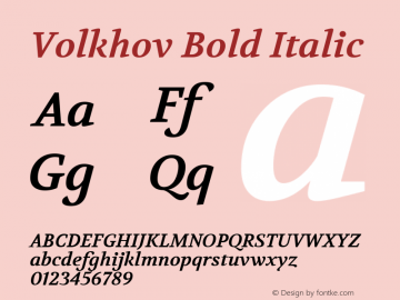 Volkhov Bold Italic Version 1.001图片样张