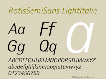 RotisSemiSans LightItalic Version 001.000图片样张