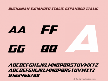 Buchanan Expanded Italic Expanded Italic 001.000 Font Sample