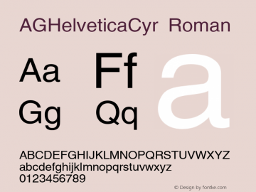 AGHelveticaCyr Roman 001.000 Font Sample