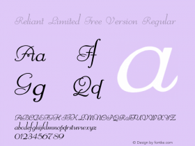 Reliant Limited Free Version Regular Version 1.000 2012 initial release Font Sample