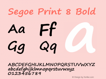 Segoe Print 8 Bold Version 5.02图片样张