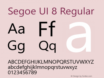 Segoe UI 8 Regular Version 5.16 Font Sample