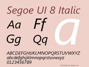 Segoe UI 8 Italic Version 5.15 Font Sample