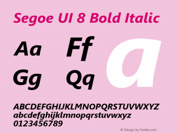 Segoe UI 8 Bold Italic Version 5.15 Font Sample