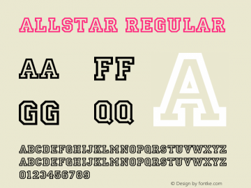 Allstar Regular Altsys Fontographer 3.5  4/10/93 Font Sample