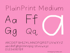 PlainPrint Medium Version 001.000 Font Sample