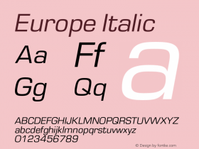 Europe Italic 004.001 Font Sample