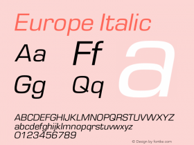 Europe Italic 004.001 Font Sample