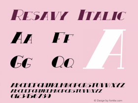 Resavy Italic Version 1.00 May 25, 2013, initial release图片样张