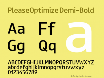 PleaseOptimize Demi-Bold Version 001.000 Font Sample