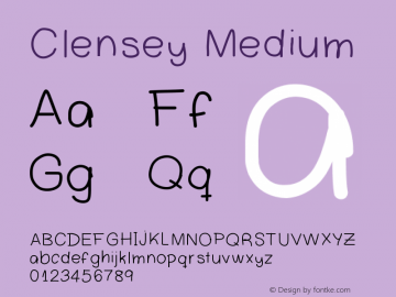 Clensey Medium Version 001.000 Font Sample