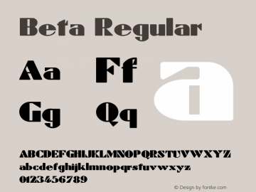 Beta Regular OTF 1.000;PS 001.000;Core 1.0.34 Font Sample