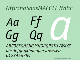 OfficinaSansMACCTT Italic TrueType Maker version 3.00.00 Font Sample