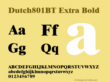 Dutch801BT Extra Bold mfgpctt-v1.52 Tuesday, January 26, 1993 2:38:15 pm (EST)图片样张