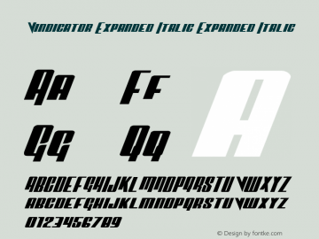 Vindicator Expanded Italic Expanded Italic 001.000 Font Sample