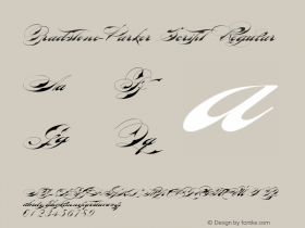 Bradstone-Parker Script Regular Version 1.000, 2011 initial release. Font Sample