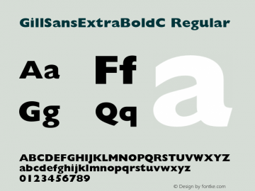 GillSansExtraBoldC Regular OTF 1.0;PS 001.001;Core 116;AOCW 1.0 161 Font Sample