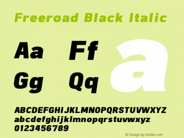 Freeroad Black Italic v1.2 - 12/17/2012 Font Sample