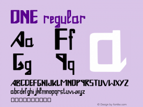 ONE regular Version 001.000 Font Sample