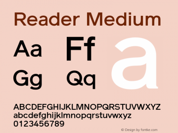 Reader Medium Version 1.000 Font Sample