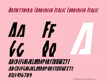 Antikythera Condensed Italic Condensed Italic 001.000 Font Sample