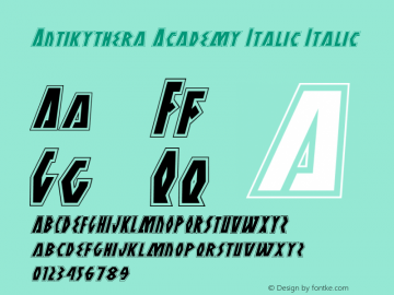 Antikythera Academy Italic Italic 001.000 Font Sample