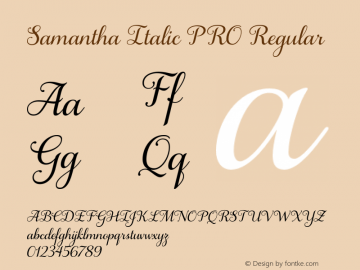Samantha Italic PRO Regular Version 1.000 Font Sample