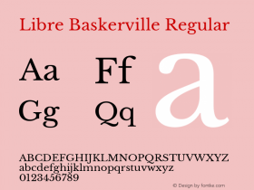 Libre Baskerville Regular Version 1.000; ttfautohint (v0.93) -l 8 -r 50 -G 200 -x 14 -w 